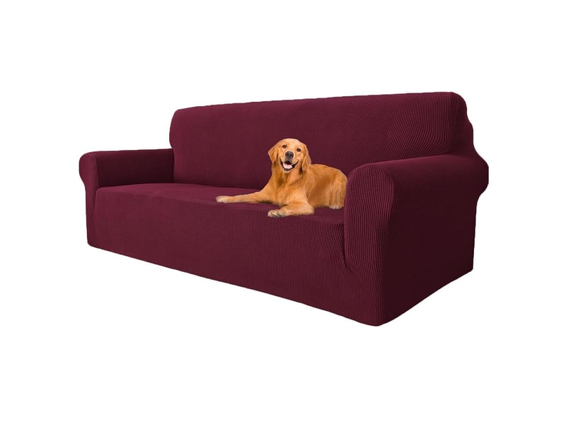  Housse canapé extensible  moderne, antidérapante, antisalissure, lavable 2 places（145-175cm）rouge  - Conforama A