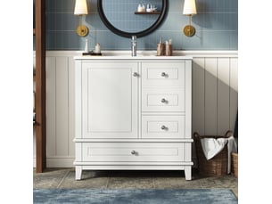 Meuble sous lavabo 81x47x86 cm blanc brillant avec vasque en céramique