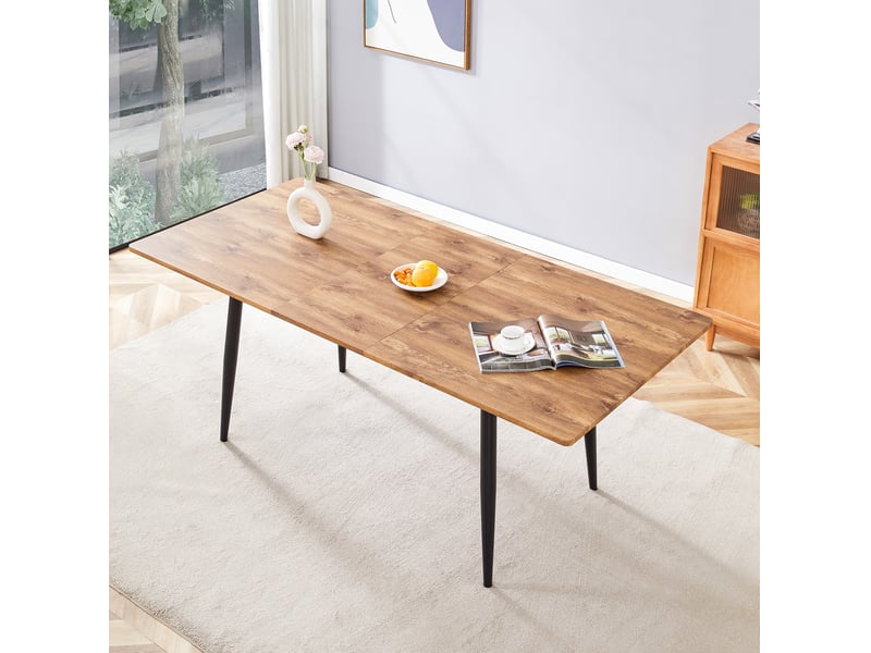  Table à manger rectangulaire style industriel en mdf et métal coloris naturel  - Conforama B