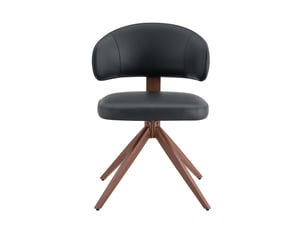 Chaise pivotante à 360° en pu noir, piétement en métal