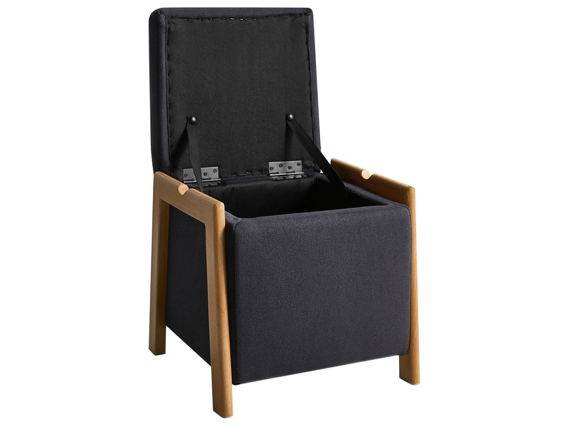 Pouf de rangement edland tissu 45 cm 43 cm noir  - Conforama D