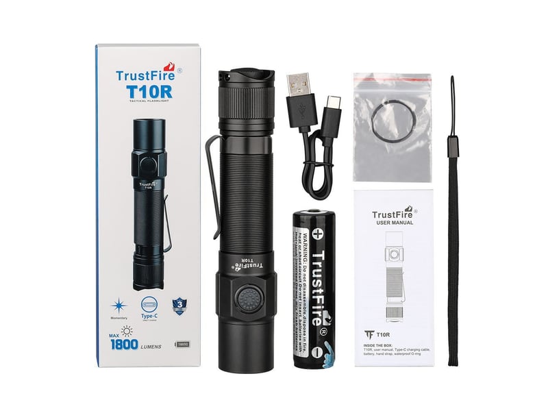  Trustfire t10r lampe torche led rechargeable 1800 lumens, lampe puissante pour extérieur, camping, randonnée et urgence  - Conforama A