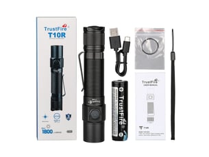 Trustfire t10r lampe torche led rechargeable 1800 lumens, lampe puissante pour extérieur, camping, randonnée et urgence