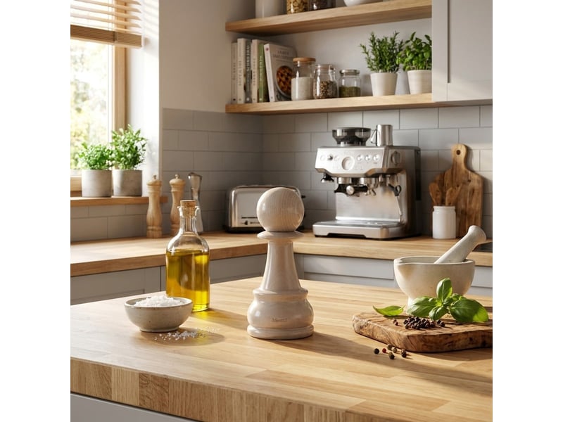 Moulin à épices de cuisine en hêtre laqué pedone - blanc - Conforama B