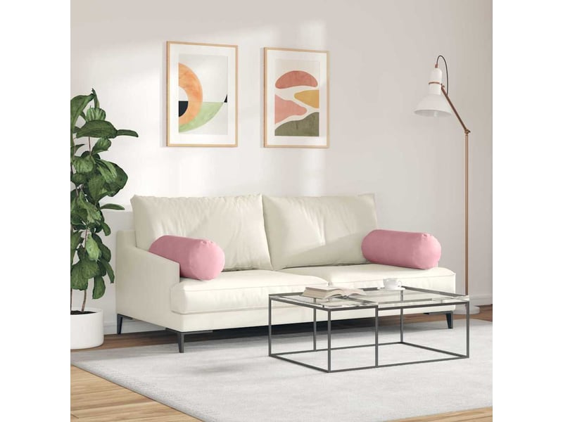  Lot de 2 coussins d'accent, coussins décoratifs, coussins lombaires rose ø 25 x 70 cm cf56750  - Conforama D