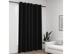 Rideau occultant, rideau black-out aspect de lin à œillets anthracite 290x245 cm cf43938