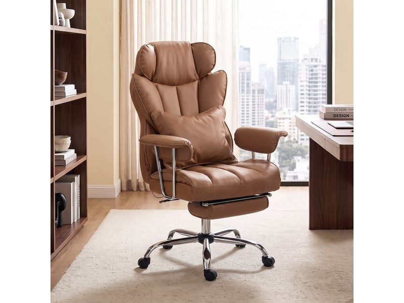  Fauteuil de bureau massant et vibrant à 6 points, marron  - Conforama C