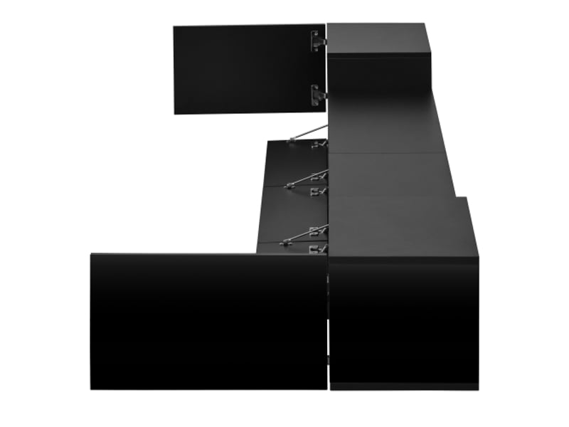  Console tv murale avec portes brillantes et led rgb contrôlables par app – meuble tv fermé, salon moderne  - Conforama E