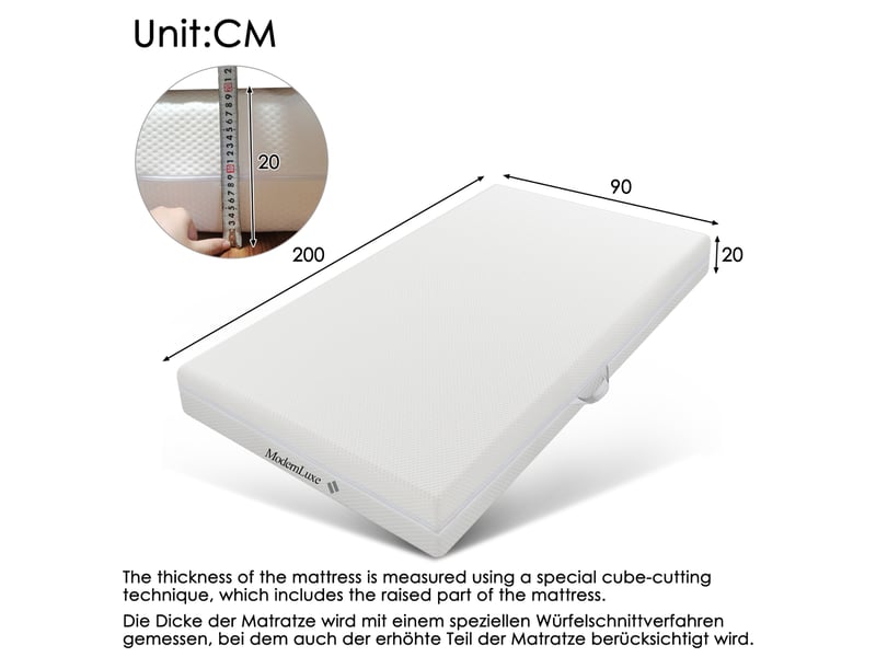  Matelas 1 place 90 × 200 cm à 7 zones réversible avec housse lavable et dessous antidérapant pour chambre 20 cm  - Conforama C
