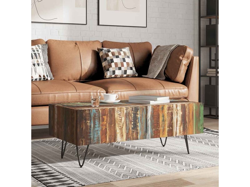 Table basse - table de salon - table à thé bois massif de récupération 100x50x38 cm - Conforama B