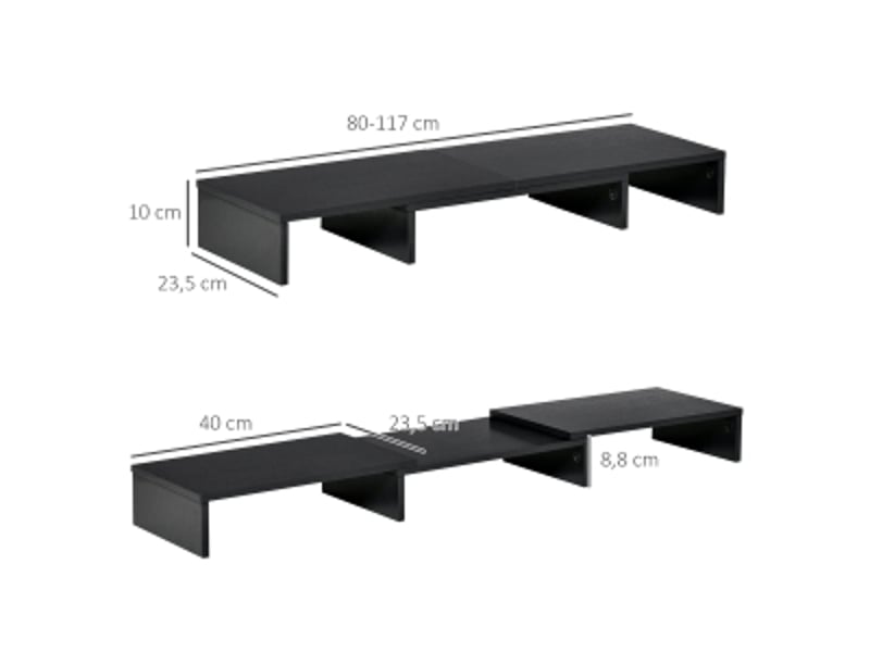  Support double écran,117x23,5x10 cm,longueur et angles réglables,bois,noir  - Conforama C