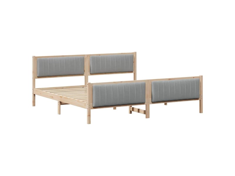 Lit double- lit adulte - cadre de lit avec tête de lit marron et gris clair 200 x 200 cm - Conforama A