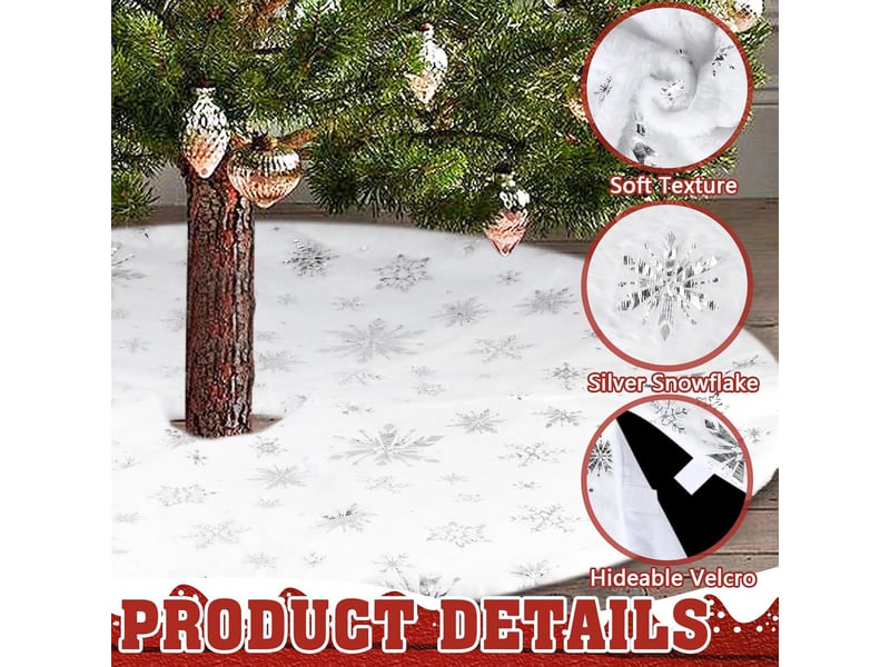  Jupe de sapin de noël 90 cm (35) en peluche neige – blanche  - Conforama D