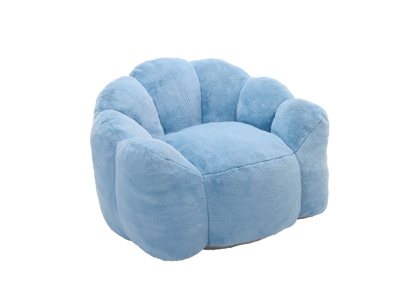  Fauteuil modenvie forme lotus bleu 111 x 101 x 68 cm velours à poils courts  - Conforama A