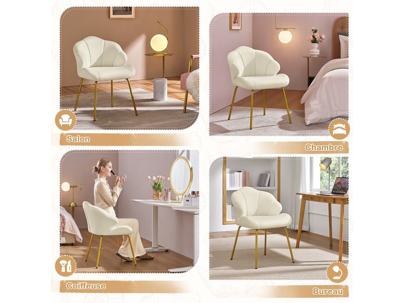 Chaise de salon en velours moderne design coquillage  - Conforama D