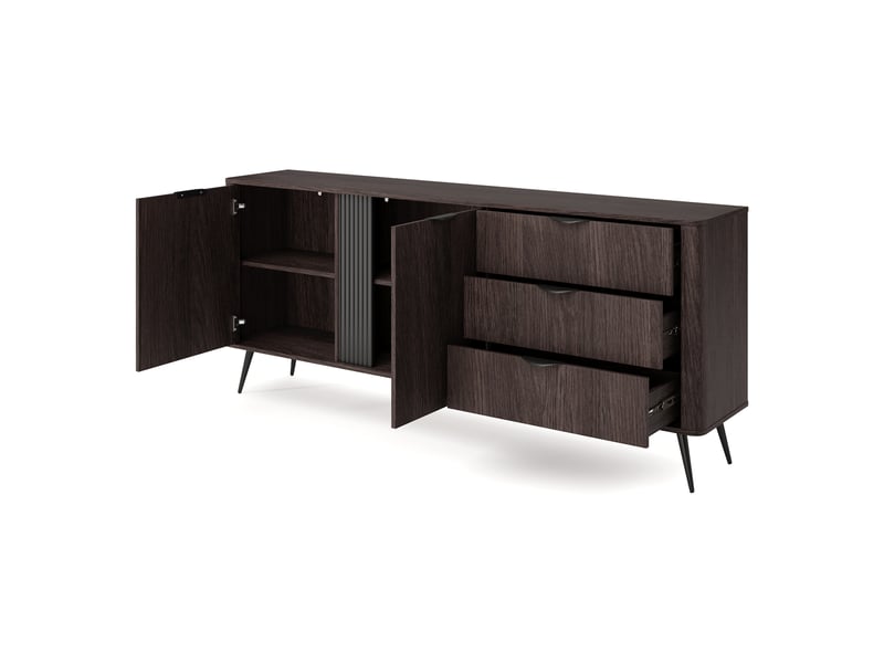  Buffet kabatiti, commode 3 tiroirs, 195x38x81h cm marron noyer Kabatiti - Conforama E