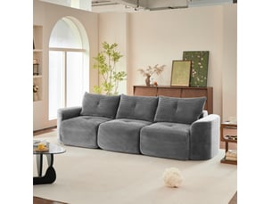 Canapé droit compressé fixe <strong>MODFU</strong> <strong></strong> 3 places Velours côtelé gris anthracite