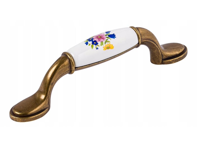  Tirant en porcelaine pour meuble, or ancienlaiton, 96 mm  - Conforama A