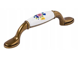 Tirant en porcelaine pour meuble, or ancienlaiton, 96 mm