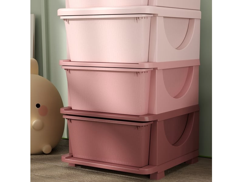 Meuble de rangement enfant 37x37x76 cm – rose – 4 tiroirs, bords arrondis et assise pratique  - Conforama E