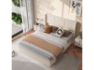 Lit coffre 160x200 cm <strong></strong>  <strong></strong> coloris beige