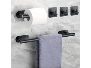 Porte-serviettes, ensemble de 5 pièces, porte-salle de bains murale en acier inoxydable