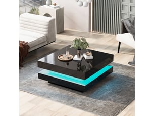 Table basse carré(e) coloris noir <strong>KORFEE</strong> <strong></strong> - 70 cmx70 cm