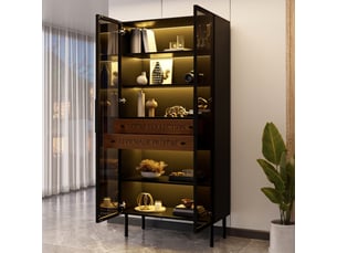 Vitrine coloris noir 3 étagère(s) <strong></strong> <strong></strong> - 70 cmx170 cm