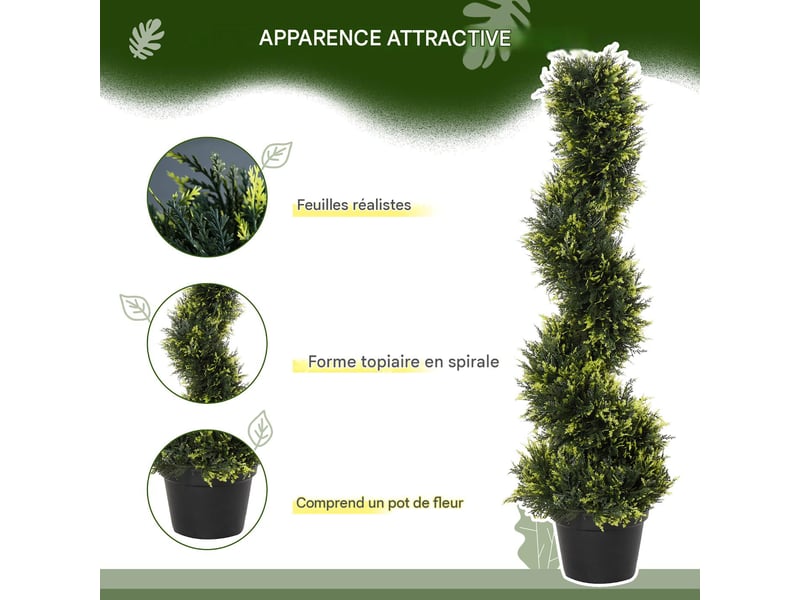  Plante artificielle cèdre en spirale avec pot plastique vert ø 18 x h 90 cm  - Conforama E
