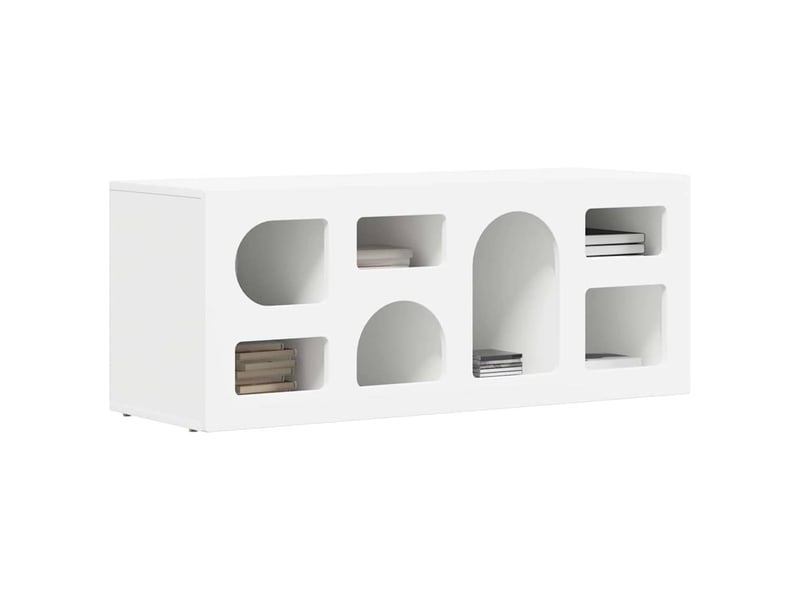  Meuble tv - banc tv - meuble de rangement elst 100 x 35 x 40 cm blanc bois d'ingénierie  - Conforama C