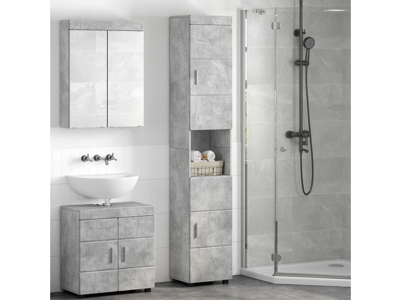 Ensemble d'armoire de salle de bain tulum gris béton cf62986 - Conforama B