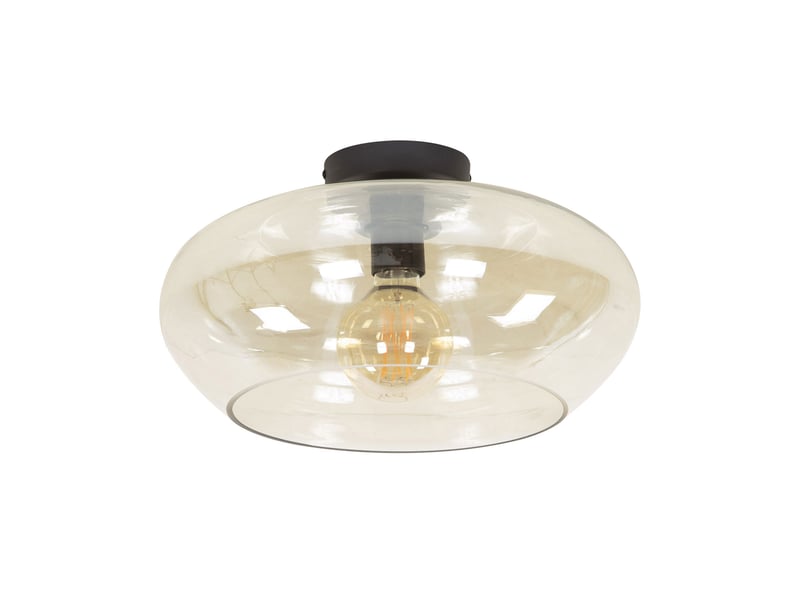  Plafonnier rond 40x22 cm en verre ambré  - Conforama B