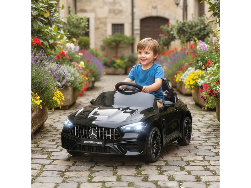 Voiture électrique pour enfants, design mercedes, moteur 12 v, télécommande, lumières led, musique, pour les enfants de 3 à 6 ans, noire - Conforama C