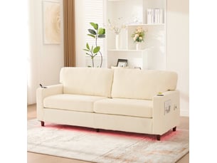 Canapé droit fixe <strong>REDOM</strong> <strong></strong> 2 places Tissu beige