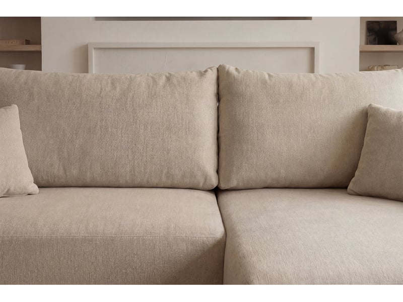 Sacha - canapé d'angle convertible tissu chiné 3 places beige  - Conforama D