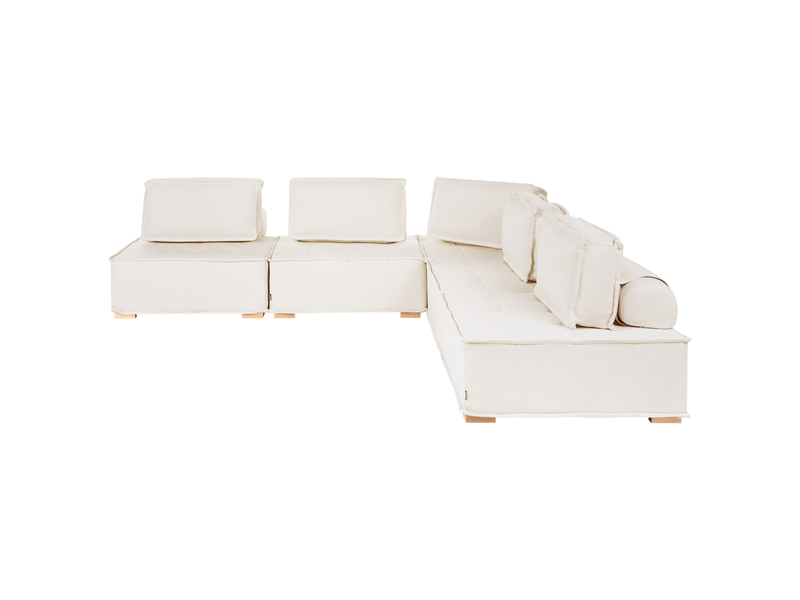 Canapé d'angle modulable 5 places tibro tissu blanc cassé côté gauche  - Conforama A