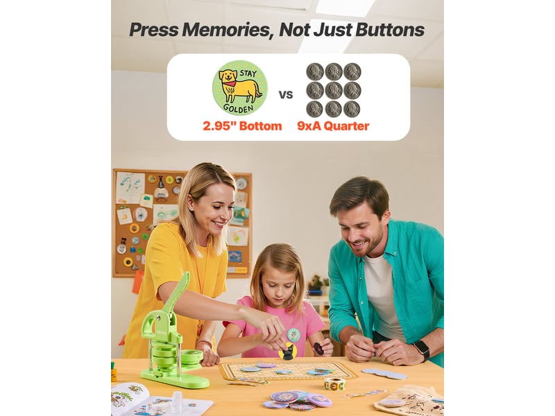 Vevor machine à badges presse à badges épingles personnalisés 75 mm 100pcs vert - Conforama B