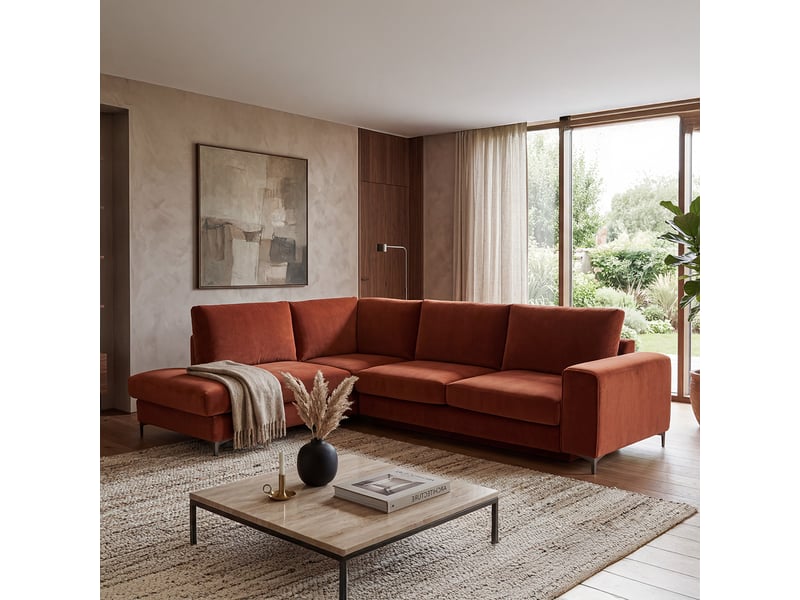 Canapé angle gauche fiesole en velours terracota - 4 places 3CA52.PI.4AC.G.21 - Conforama B