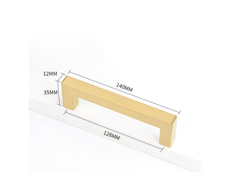  Jeu de 2 poignées pour meubles de cuisine, en acier inoxydable carré avec finition brossée en laiton, 128 mm avec vis  - Conforama B