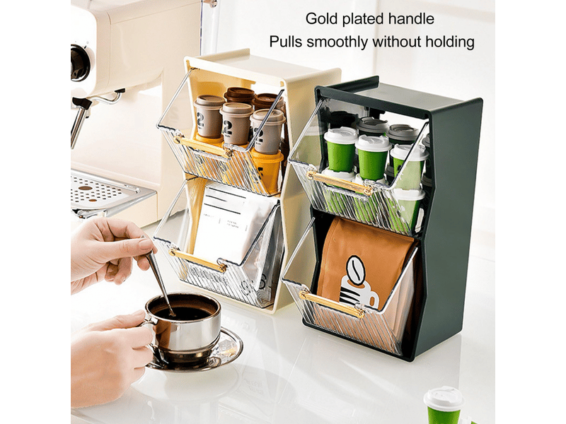 Boîte de rangement pour sachets de thé, rangement séparé, grande ouverture, magnifique organiseur pour capsules de café, sachets de thé, etc. - Conforama E