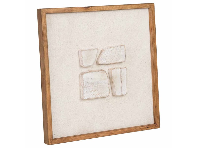 Tableau artisanal en bois recyclé relief beige et blanc 52x4x52 cm h - Conforama A