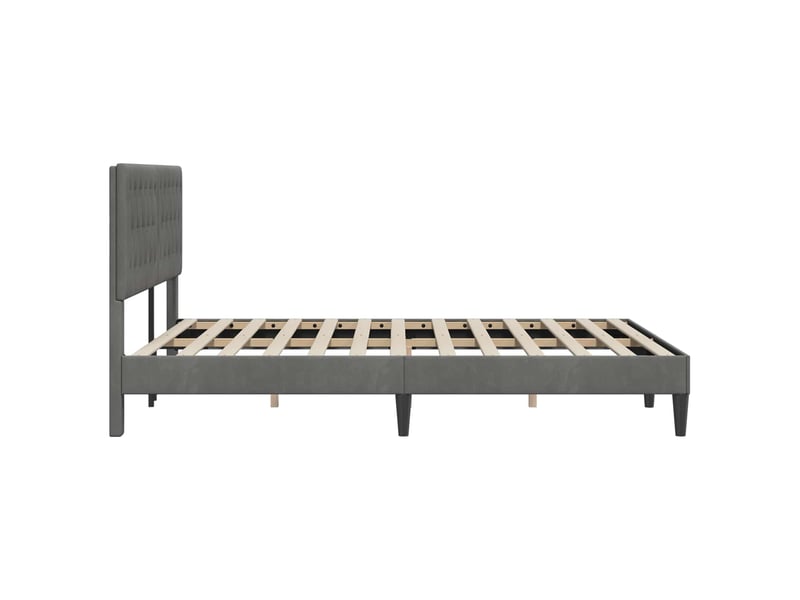 Lit double- lit adulte - cadre de lit avec tête de lit gris foncé 120 x 190 cm velours - Conforama D
