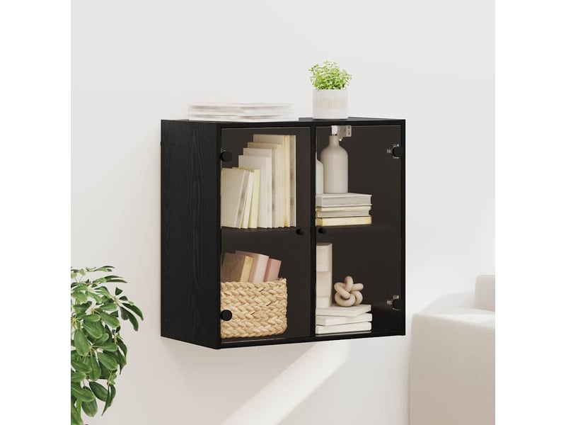 Meuble mural, meuble de rangement salon 68 x 37 x 68,5 cm bois d'ingénierie chêne noir - Conforama B