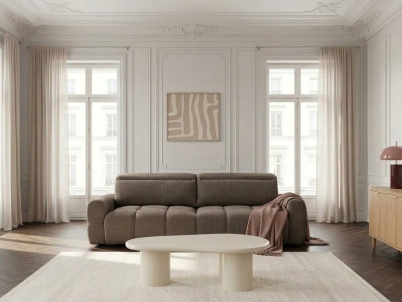  Bobochic canapé droit convertible électrique avance-recule mateo tissu chenille taupe MATEO - Conforama D