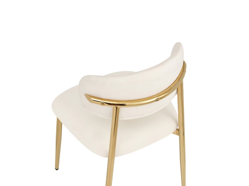  Lot de 2 chaises de salle à manger 51x50x81 cm, rembourrées, patins réglables, métal et bois, blanc et doré  - Conforama E