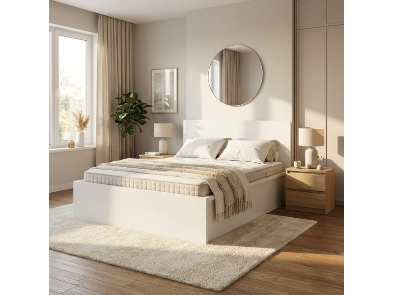  Lit coffre double 160x200 avec sommier tetrix - blanc  - Conforama B