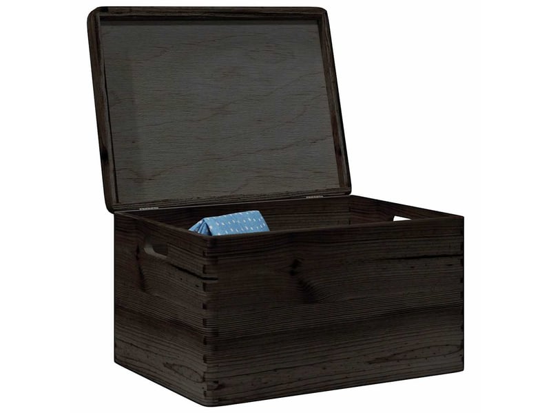  Boîte de rangement, coffre avec couvercle et poignées noir bois pin massif shl79336  - Conforama B