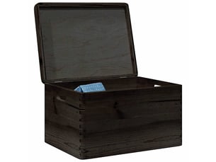 Boîte de rangement, coffre avec couvercle et poignées noir bois pin massif shl79336
