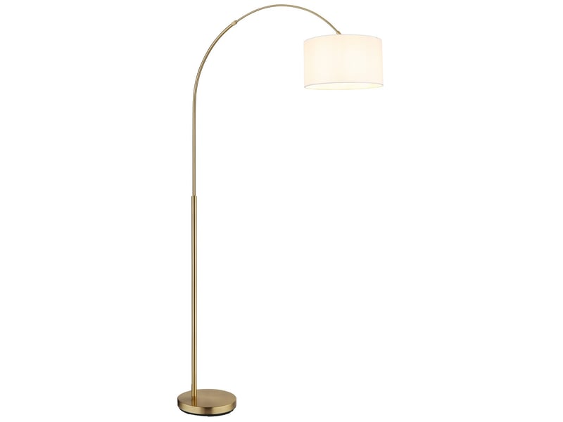  Globo truett lampadaire arqué en laiton mat, abat-jour blanc lin, douille e27  - Conforama A