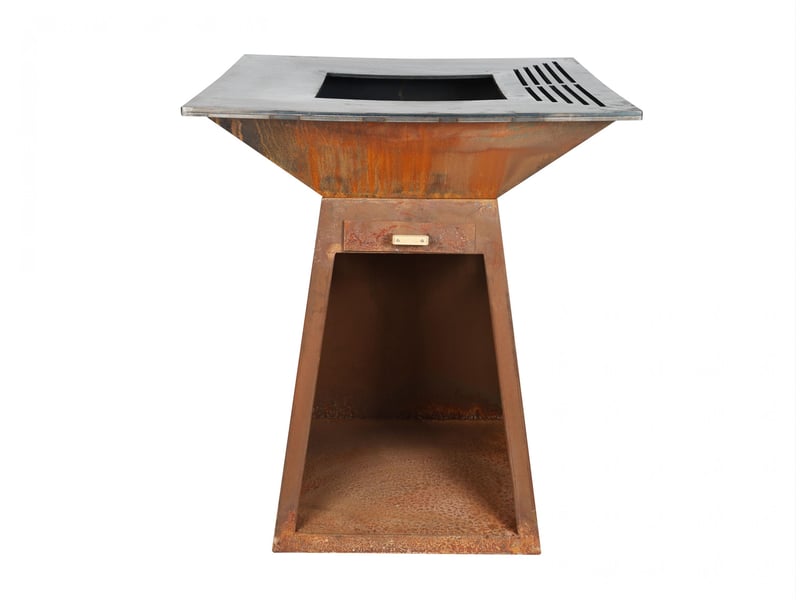  Barbecue carré grand avec plaque d'acier ronde et grill en acier corten EFP59CO RECT - Conforama C